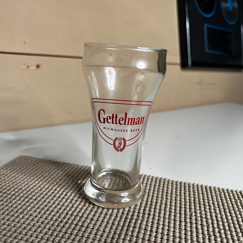 Vintage Gettleman Milwaukee Beer Pilsner Glass Red Logo Collectible Breweriana